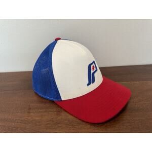 Polaris Retro Logo Hat Breathable Mesh Backing Snapback Blue Red 110 GREAT Cond